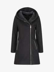 Manteau à capuche et à zip asymétrique - Noir - 4