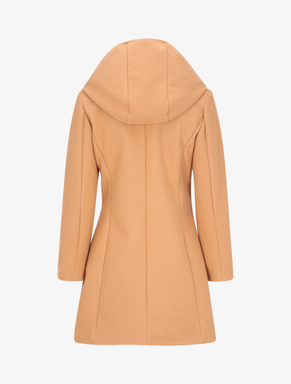Manteau à capuche et à zip asymétrique - Camel - 2