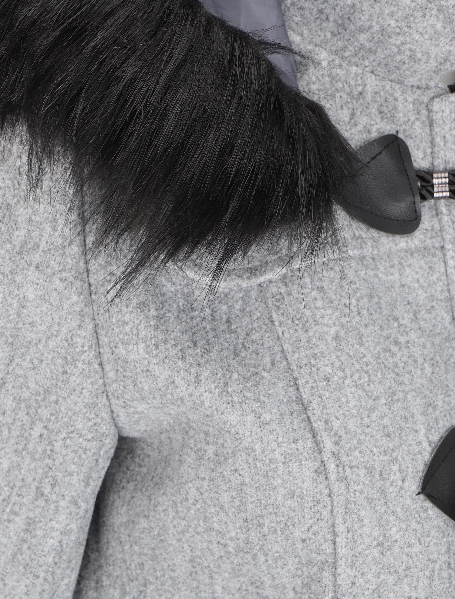 Duffle coat à capuche en fausse fourrure - Gris clair - 3