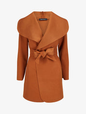 Manteau mi-long à col châle - Camel foncé - 4