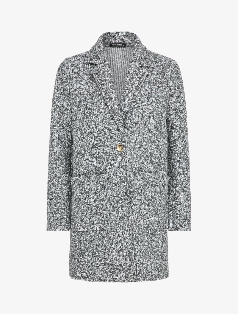 Manteau mi-long effet laine bouclette - Gris chiné - 4