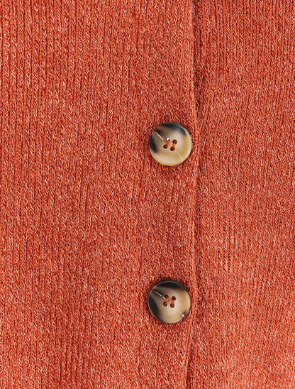 Pull à col montant et dos boutonné - Orange - 3