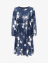 Robe à bords volantés et imprimé bouquet de roses - Marine - 4