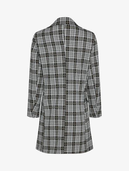 Veste mi-longue à motif tartan - Noir - 2