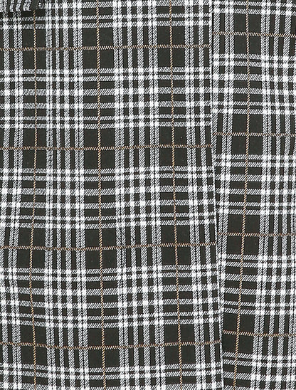 Veste mi-longue à motif tartan - Noir - 3