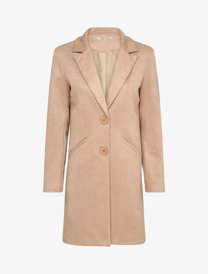 Veste longue en suédine - Beige - 1