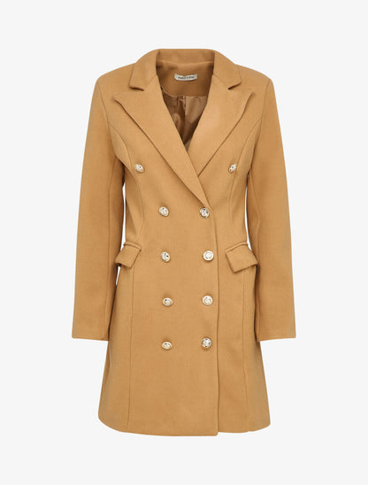Manteau mi-long style officier - Beige - 1