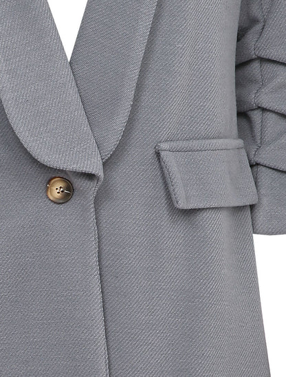 Manteau long à manches froncées - Gris - 3