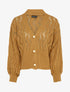 Gilet en maille ajourée à boutons en perles - Camel - 4