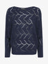 Pull ajouré à col bateau et manches dolman - Marine - 1