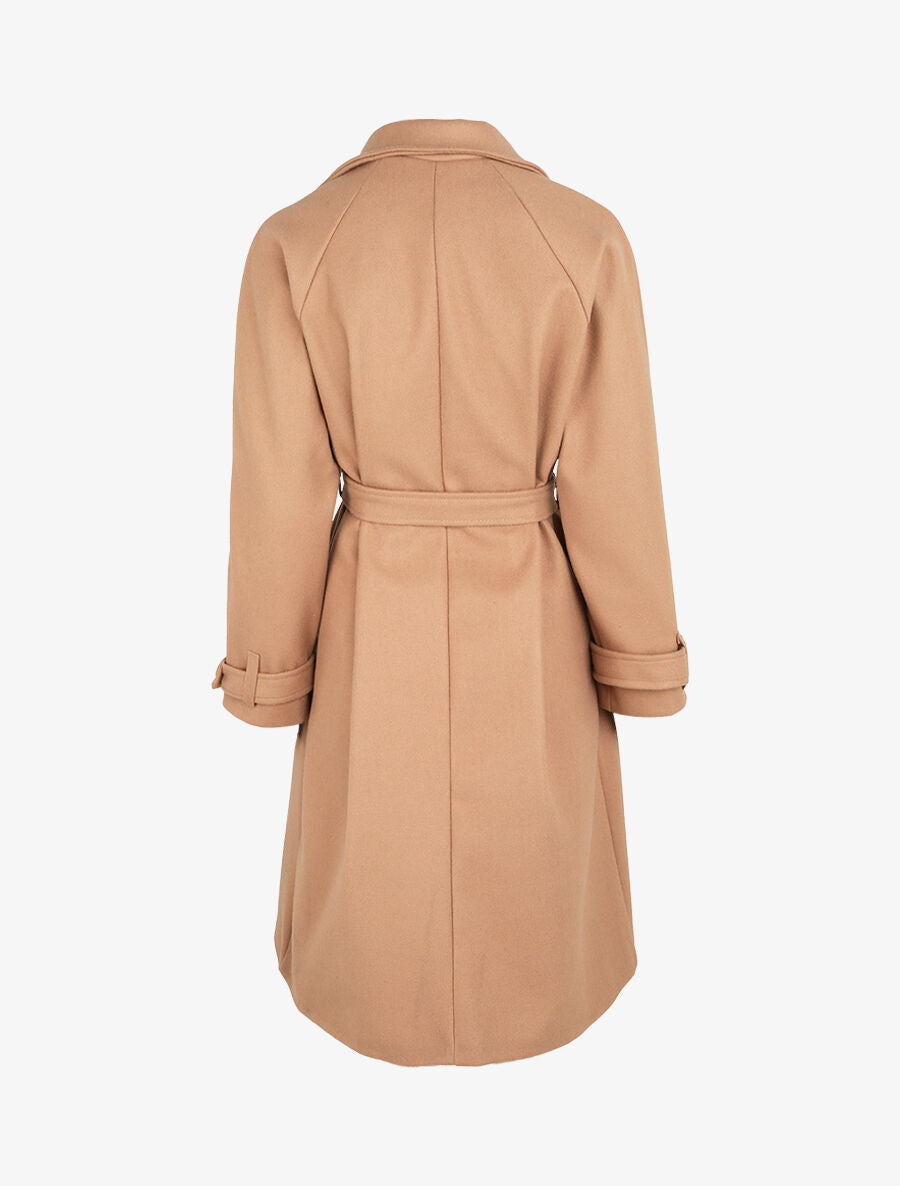 Manteau long à pans croisés et manches raglan - Beige - 2