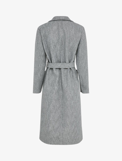 Manteau long croisé à poches plaquées - Gris chiné - 2