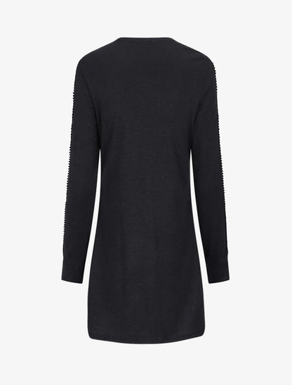 Gilet à manches en dentelle ajourée et perlées - Noir - 2