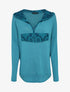 Pull fin à capuche et rabat décoratif en dentelle - Turquoise - 4
