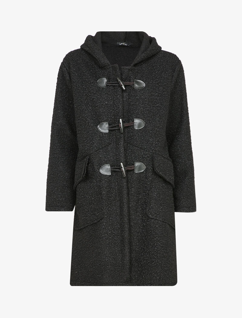 Duffle coat en maille bouclette - Noir - 1