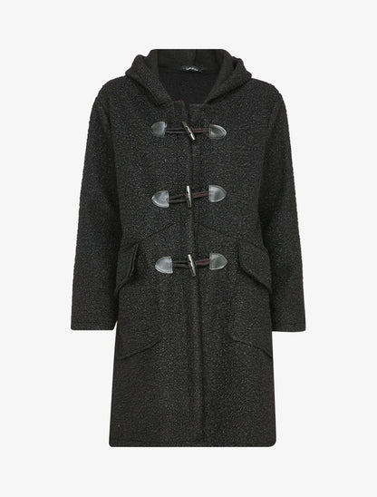 Duffle coat en maille bouclette - Noir - 1