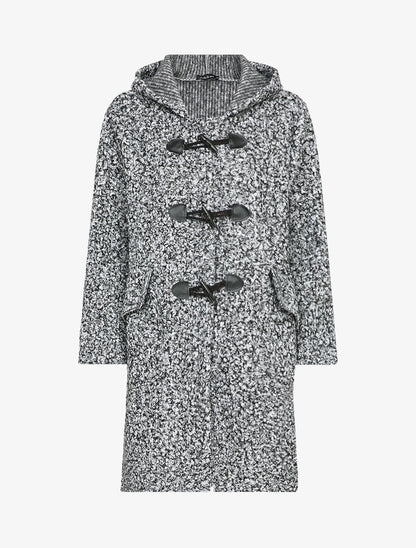 Duffle coat en maille bouclette - Blanc/noir - 1