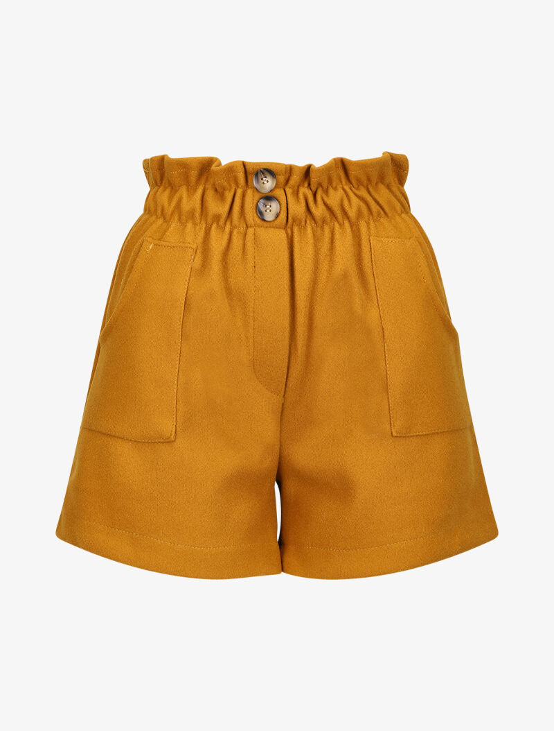 Mini short taille haute paperbag - Moutarde - 1