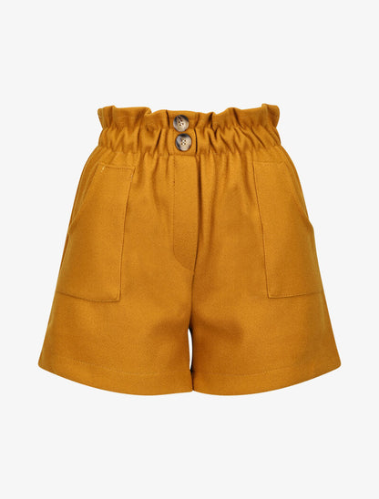 Mini short taille haute paperbag - Moutarde - 1