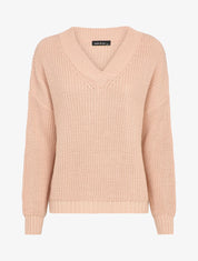 Pull ample à col V - Rose poudré - 1
