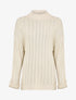Pull oversize côtelé à manches à revers - Beige - 4