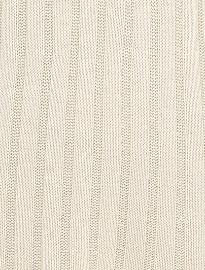 Pull oversize côtelé à manches à revers - Beige - 3