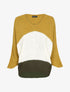 Pull à motif rayé et manches coudées - Moutarde - 1