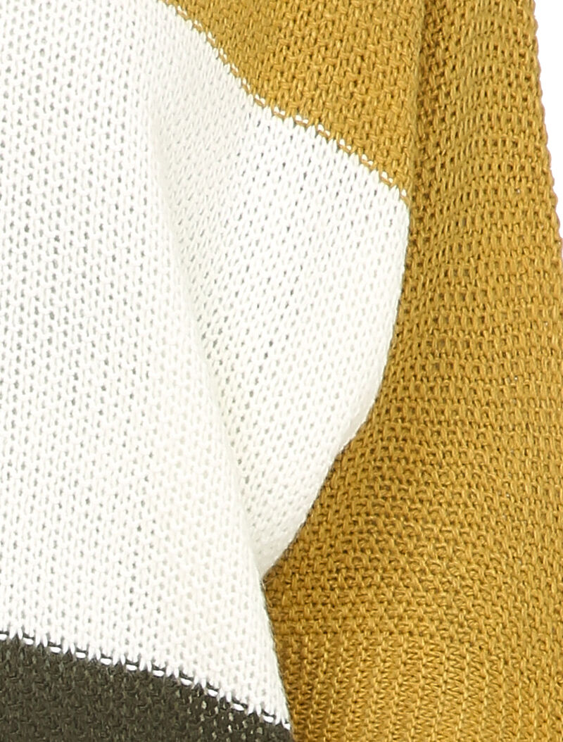 Pull à motif rayé et manches coudées - Moutarde - 3