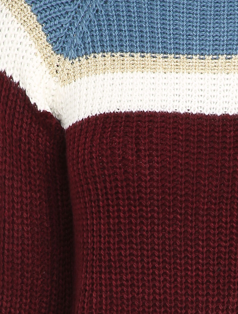 Pull à manches raglan et motifs rayés - Bleu/bordeaux - 3
