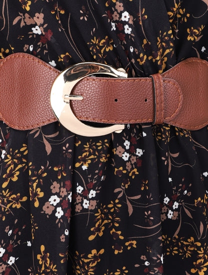 Robe cache-coeur à imprimé petites fleurs - Noir - 3