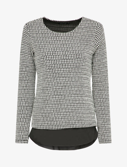 Pull imprimé à superposition - Blanc/noir - 4