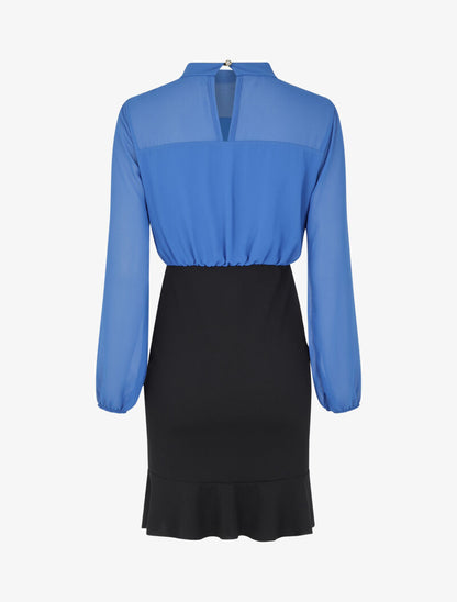 Robe coupe droite volantée - Bleu - 2