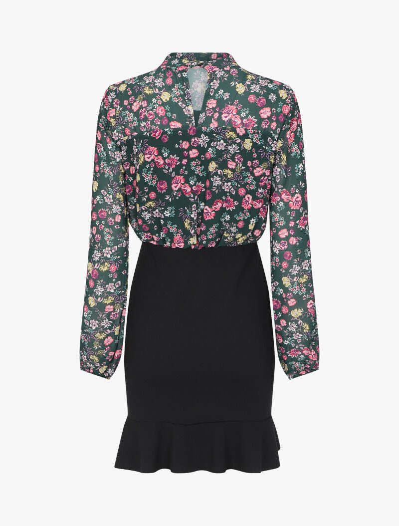 Robe volantée à motif fleurs sauvages - Vert - 2