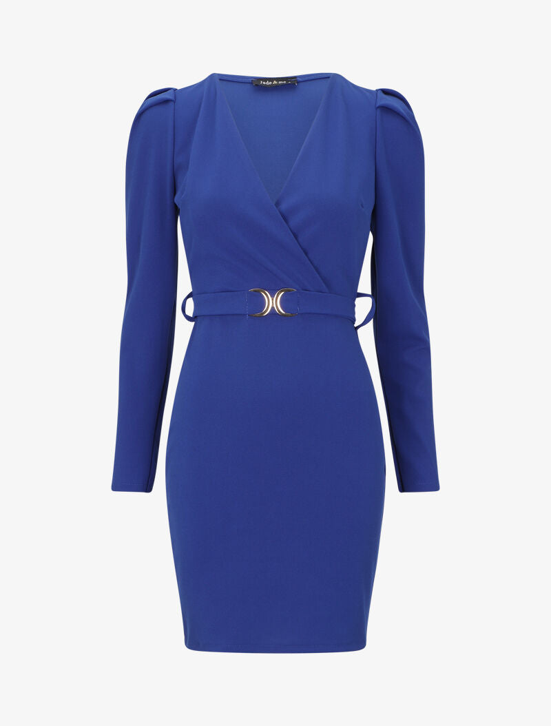 Robe patineuse à manches gigot - Bleu roi - 4