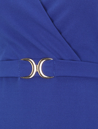 Robe patineuse à manches gigot - Bleu roi - 3