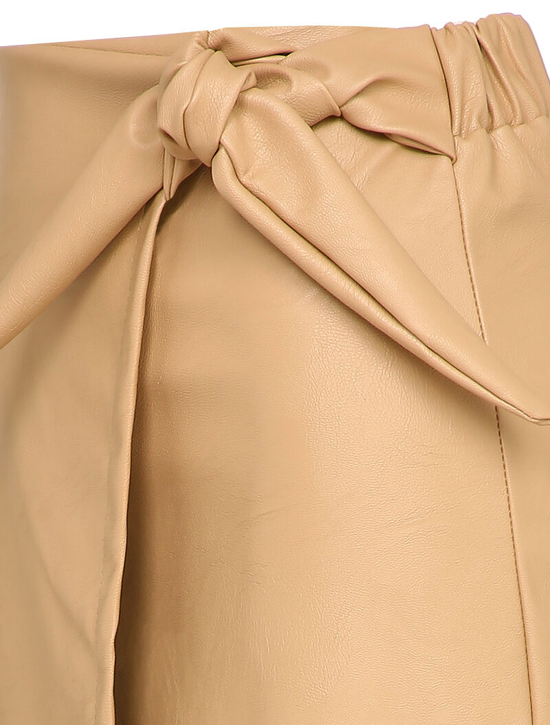 Mini-jupe portefeuille en simili - Beige - 3