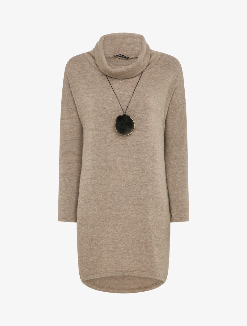 Robe pull à col roulé lâche - Taupe - 4
