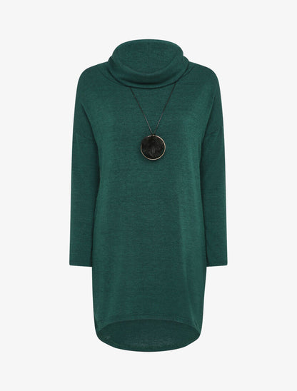 Robe pull à col roulé lâche - Vert sapin - 4