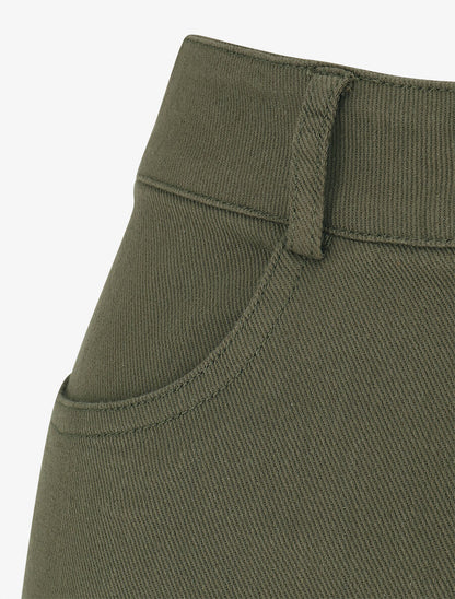 Short uni en jean à revers - Kaki - 3
