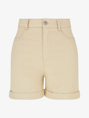 Short uni en jean à revers - Beige - 1