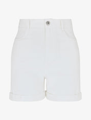 Short uni en jean à revers - Blanc - 1
