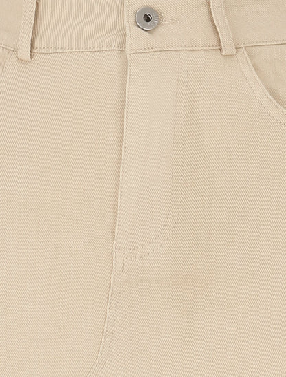 Jupe fourreau uni en jean - Beige - 3