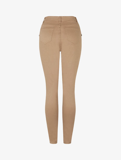 Jean skinny taille haute à poches boutonnées - Camel - 2