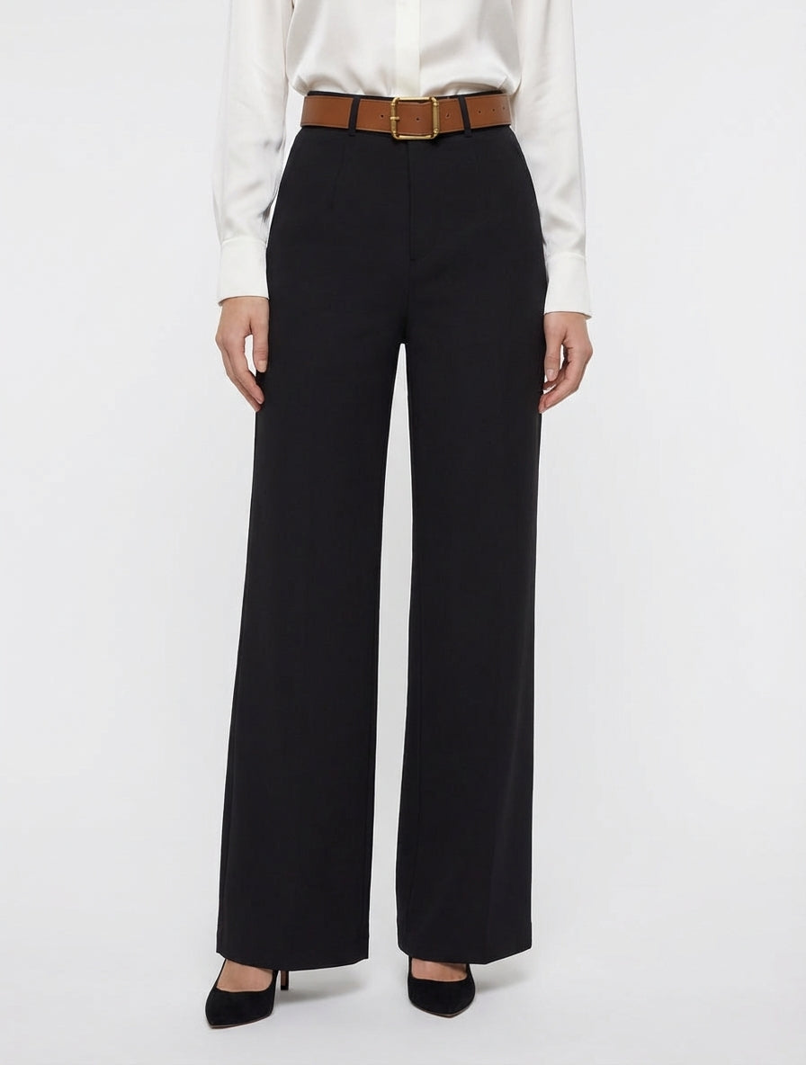 Hoog getailleerde broek met wijde snit - Zwart