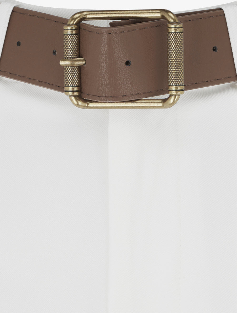 Pantalon taille haute coupe ample - Écru - 3