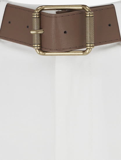 Pantalon taille haute coupe ample - Écru - 3