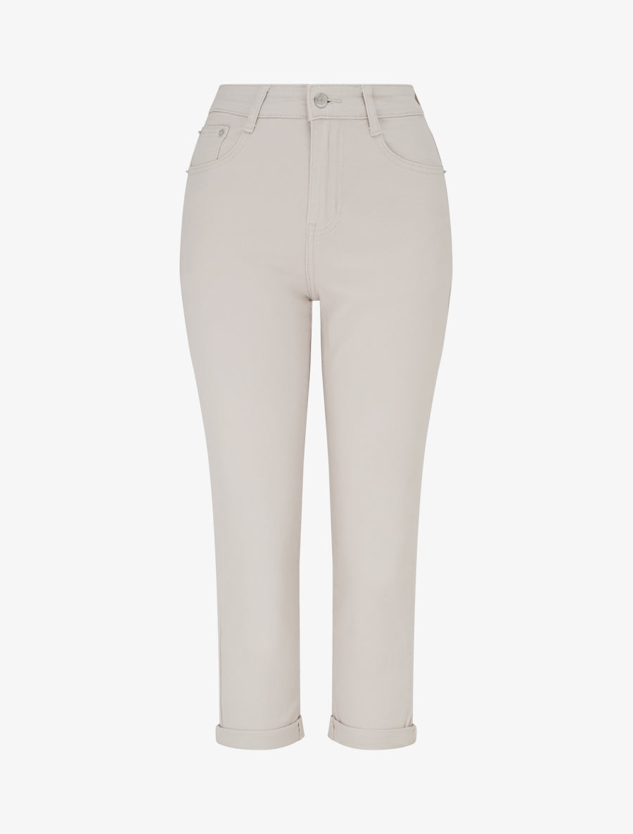 Jean à ourlet coupe droite - Beige - 1