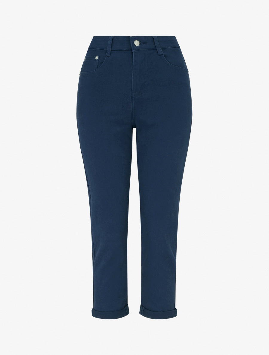 Jean à ourlet coupe droite - Marine - 1