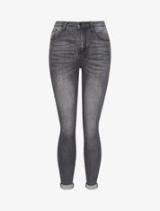 Jean skinny taille haute délavé - Gris foncé - 1