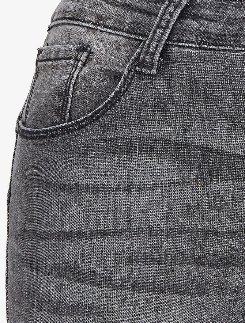 Jean skinny taille haute délavé - Gris foncé - 3